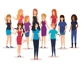 Obraz premium group of girls avatars characters