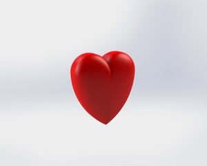 3d illustration of shiny red heart on a white background.  