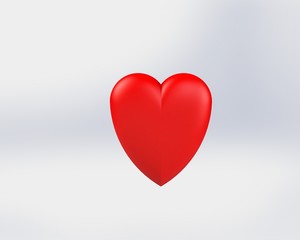 3d illustration of shiny red heart on a white background.  