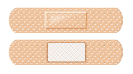 Vector element of band-aid stripe from both sides on white background 