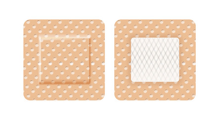 Set of band-aid in shape of square isolated on white background