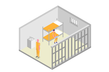 Isometric prison cell. Vector jail, Incarceration concept. Vector illustration