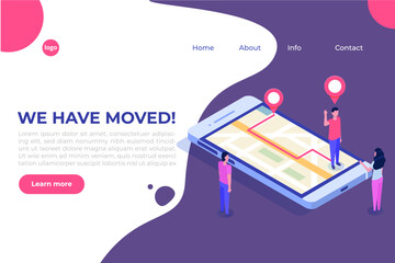 We have moved isometric concept, changed address navigation. Landing page, social media, banner, presentation template.