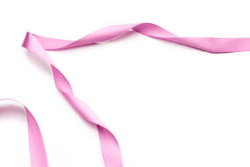 pink satin ribbon isolated on white backgroun