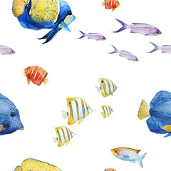 Watercolor sea life pattern
