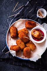 Spanish Cheese Croquettes with Ham..style rustic