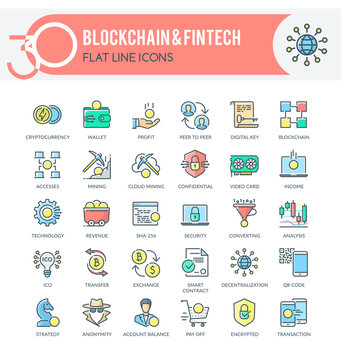 Blockchain and Fintech Icons
