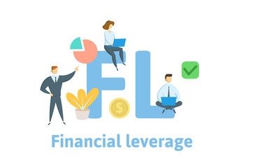 Obraz na płótnie Canvas FL, Financial Leverage. Concept with keywords, letters and icons. Colored flat vector illustration. Isolated on white background.