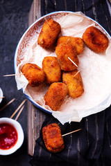 Spanish Cheese Croquettes with Ham..style rustic