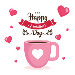 happy valentines day card with ribbon