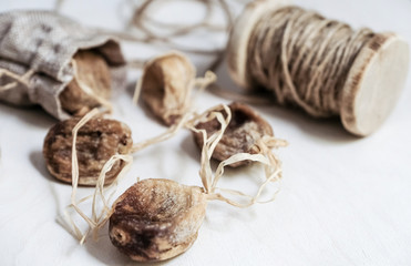 Dried figs on the string; healthful food