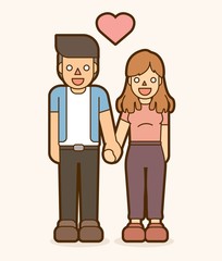 Boy and girl holding hands,Couple Love graphic vector