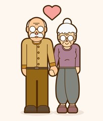 Grandfather and grandmother holding hands,Couple Love graphic vector