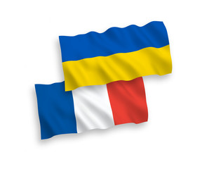 Flags of France and Ukraine on a white background
