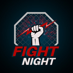 Fist with the lightning in an octagon