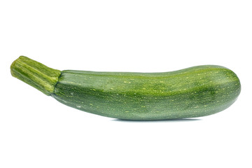 Fresh green Zucchini (Cucurbita pepo var. cylindrica) isolated on white background