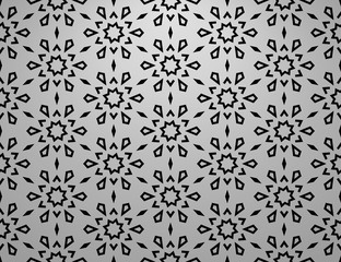 Abstract geometric pattern with lines, snowflakes. A seamless vector background. Dark texture. Graphic modern pattern