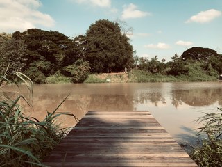 small pier riverside view, Ping river, Chiangmai