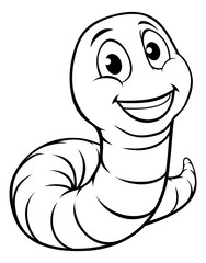 A caterpillar worm cute cartoon character mascot in outline