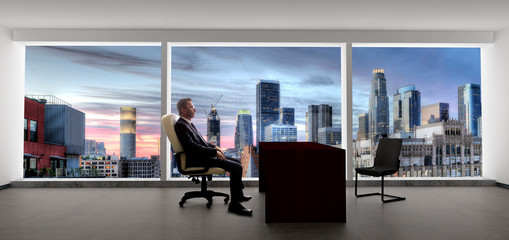Businessman with an empty chair waiting for a late client in Los Angeles