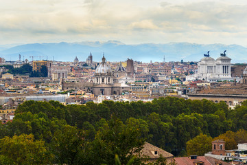 Fototapeta na wymiar Arial view of Rome city from Janiculum hill, Terrazza del Gianicolo. Rome. Italy