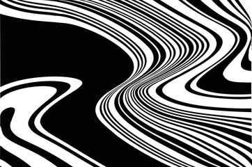 Optical art background. Wave design black and white