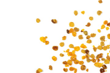 Bee pollen isolated on white background, top view