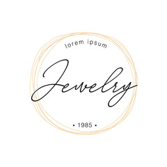 Jewelry logo design, hand-drawn lettering logo. Vector design.