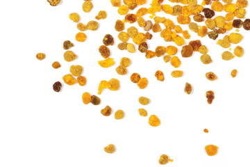 Bee pollen isolated on white background, top view