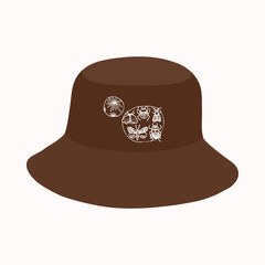 Brown bucket hat vector design.