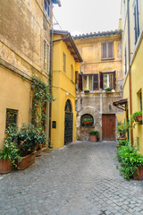 Fototapeta na wymiar Old street in Trastevere. Rome. Italy
