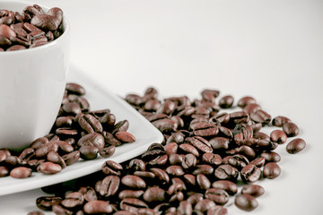 Close up of coffee black beans coffee bean is a seed of the coffee plant and the source for coffee.