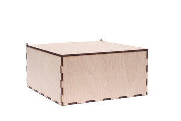 Closed plywood box on an isolated background