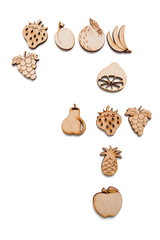Wooden toy fruit in the form of number 7