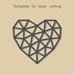 	
Template for laser cutting. Abstract geometric heart for cut. Stencil for decorative panel of wood, metal, paper. Vector illustration.