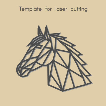 	
Template animal for laser cutting. Abstract geometric horse for cut. Stencil for decorative panel of wood, metal, paper. Vector illustration.