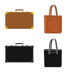 Isolated object of suitcase and baggage logo. Set of suitcase and journey stock symbol for web.