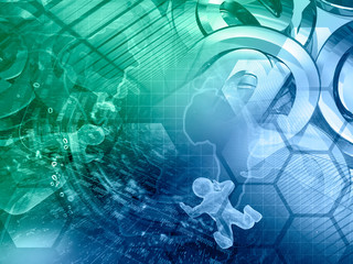 Mans, map and buildings