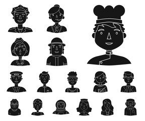 People of different professions black icons in set collection for design. Worker and specialist vector symbol stock web illustration.