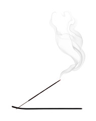 Incense, silhouette with smoke on white background - 242617071