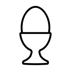 Egg cup server holder with hard boiled egg line art vector icon for food apps and websites