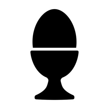 Egg cup server holder with hard boiled egg flat vector icon for food apps and websites