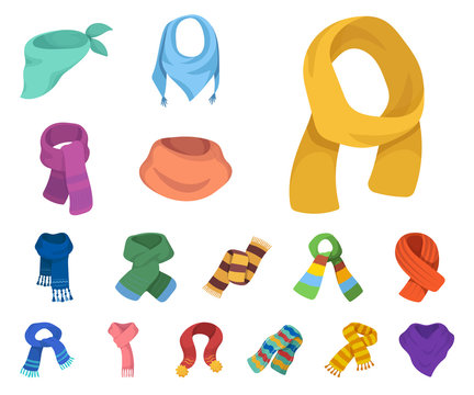 Scarf and Shawl cartoon icons in set collection for design.Clothes and Accessory vector symbol stock web illustration.