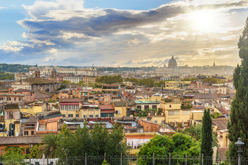 Fototapeta premium View on Rome from Terrazza Viale del Belvedere. Italy