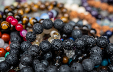 Various bracelets made from semi-precious stones