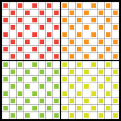 Four Seamless Abstract Backgrounds with Colorful Squares Pattern 