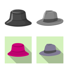 Isolated object of headgear and cap logo. Collection of headgear and accessory stock symbol for web.