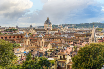 Fototapeta na wymiar View on Rome from Terrazza Viale del Belvedere. Italy