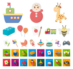 Children's toy cartoon,flat icons in set collection for design. Game and bauble vector symbol stock web illustration.