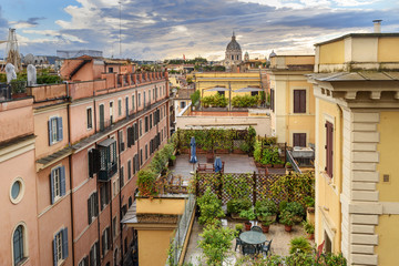 Houses with roof terraces in Rome in Italy